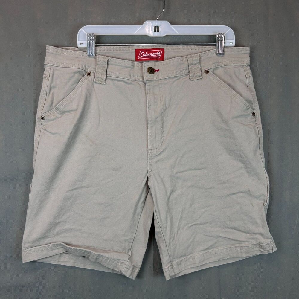 Coleman Tear Resistant Stretch Utility Shorts Men's Size 36 Beige Pocket Casual